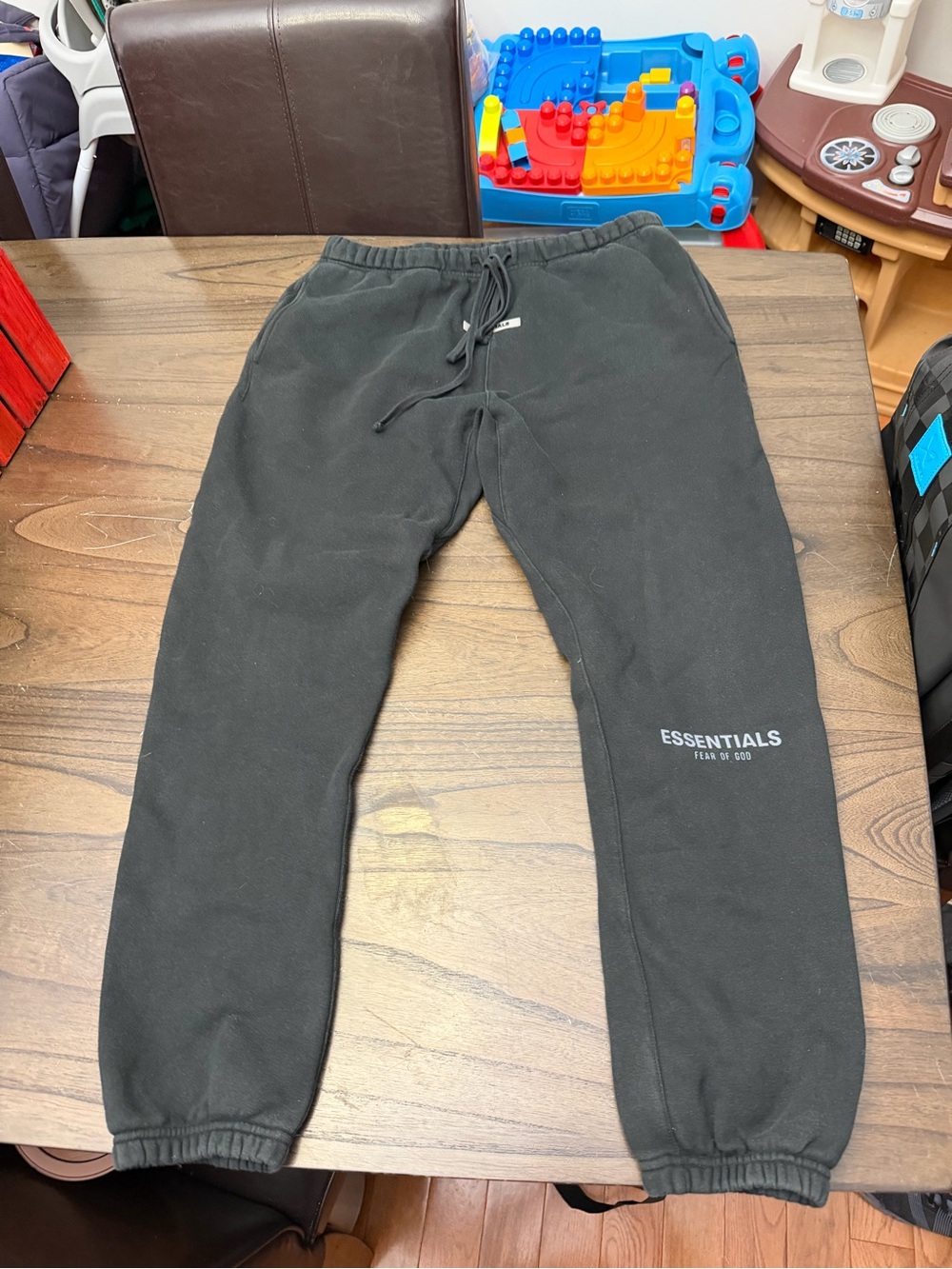 Essentials Black Men's Fleece Joggers with Logo